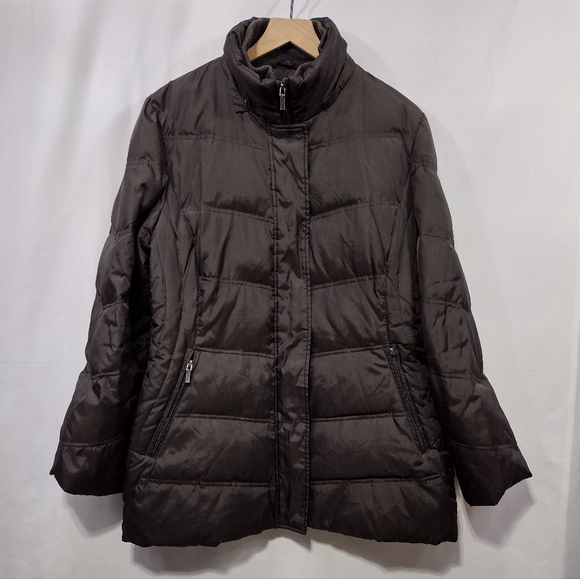 London Fog Jackets & Blazers - London Fog Down Feather Puffer Jacket Women's L Brown Winter Warm Cozy Retro